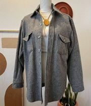 Woolrich Grey Pure Wool USA Made Oversized Button Down Shacket Unisex