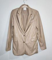 Joie Vegan Faux Brown Leather Double Button Jacket Women Medium