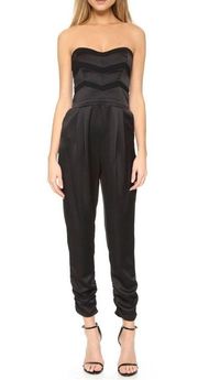 Parker Carmela black strapless tapered leg jumpsuit size small