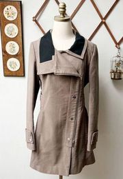 Brushed Cotton Asymmetrical Trench Style Coat size 10