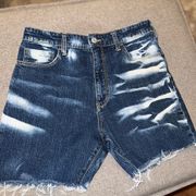 PILCRO Jean Shorts with Distressed Hem, Bleached Effect Size 27