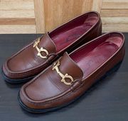 Vintage SALVATORE FERRAGAMO Sport ST09721 Brown Leather Loafers Horsebit Size 6B