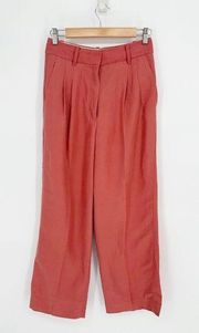 Aritzia Wilfred The Effortless Wide Leg Pant Linen Blend in Sienna Red Women's 6