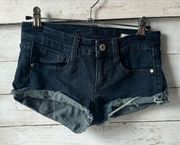 ARIZONA JEAN COMPANY Cuffed Dark Blue Denim Shorts 0