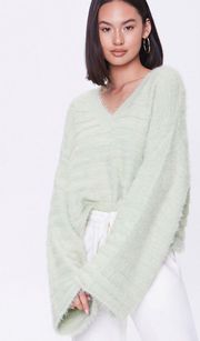 Striped Kimono-Sleeve PISTACHIO Sweater