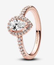 Pandora Sparkling Pear Halo Ring | Rose Gold Plated