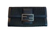 Authentic Black FF Canvas Fendi Baguette Long Wallet