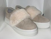 LK NEW JSlides Nobel Leather Shearling Platform Sneakers Shoes Grey 9 Gray