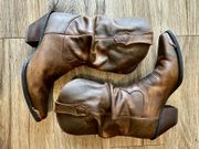 Crush by  Women’s Brown Sultry Slouch Distressed Leather Cowgirl Boots, 7.5