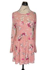 As u wish Dress Size Small Pretty In Pink Floral Print Long Sleeve Sheer Spring
