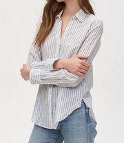 Michael Stars Joanna Button Down Shirt - Stripes - Navy Multi/Navy Stripe