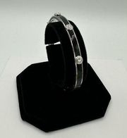 Henri Bendel Miss Bendel Black Enamel Rhinestone Bangle Bracelet