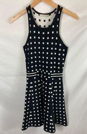 Townsen Square Print Fit Flare Sleeveless Black White Dress Size Small