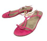 St. John Women's Size 9.5 Leather Strappy Sandal Slingback Pink Snakeskin