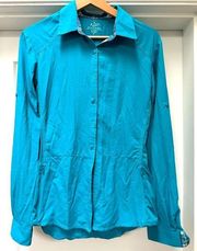 Teal Kuhl Born In the Mountains button down tech top - size med - EUC