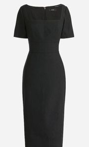 NWOT J.Crew Squareneck Sheath Dress Linen Blend Black Size 6 BI710 178$ Midi