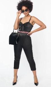 Betty Boop Black Satin Belted Jumpsuit NWT | SMALL |