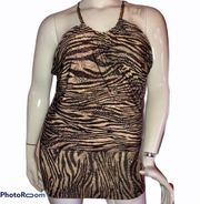 Symphony tiger stripe halter tunic