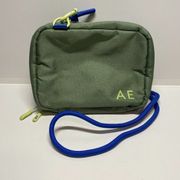 American Eagle Outfitters Olive Green Blue Small Crossbody Bag Purse Zipper