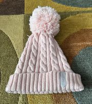 Light Pink Cable Knit Sweater Pom Pom Winter Hat Women’s One Size