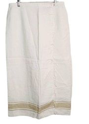 Norton McNaughton Womens Petite Size 16P White 100% Linen Midi Wrap Skirt