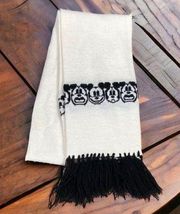 Disney Scarf Black White Mickey Mouse Christmas Long Winter Womens 60in Fringe