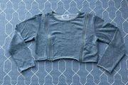 Seek the Label Gray Cropped Sweatshirt with Zipper Details - Size Medium