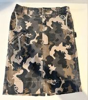 Diesel Khaki Gray Black Camo Camouflage Print Twill Utility Pencil Skirt Size 27