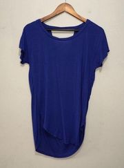 Cherish Short Sleeve Open Back Blouse Blue Size Small