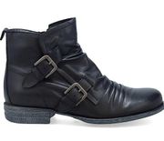 Leather Buckle Ankle Boots Leslie Black - Wide