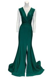 Jessica Angel 364 V-neck Sleeveless Maxi Gown Hunter Size Large NWT