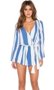 Faithfull The Brand Blue Sandstorm Stripe Vision Playsuit Romper Sz.XS NWT