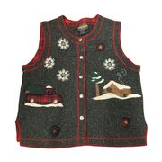 Amazing Vintage 80s  Classic Ugly Christmas Sweater Granny Vest 🔥