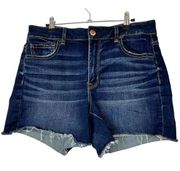 American Eagle Size 14 Hi-Rise Shortie Super Stretch Dark Wash Cut Off High Rise