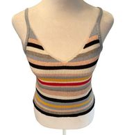 Multi-Color Spaghetti Strap Cropped Sweater Sleeveless Tank Top