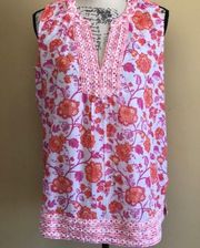 Sigrid Olsen Pink & White Bohemian Tank Lightweight size Medium