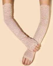 FLORAL Beige Lace Long Gloves NEW