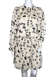 Heartloom Dress Womens Medium Cream Black Floral Joey Blouson Party Cocktails