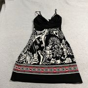 Y2K  Black White Paisley Print Dress Size Small EUC