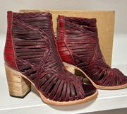 Freebird Bela Leather Bootie. Red/wine. Size 10.