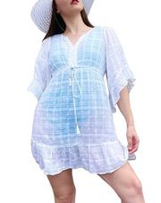 White House Black Market Sheer Kimono Sleeve Babydoll Beach Coverup S/M