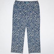 J. McLaughlin Blue White Zebra Animal Print Pattern Stretch Leggings Pants Large
