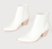 Lulus x Matisse Spirit White and Blonde Pointed Toe Ankle Booties