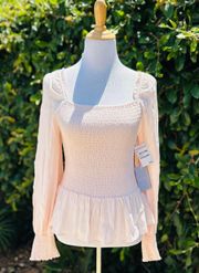NWT Chelsea 28 s Blush Pink Smocking Top