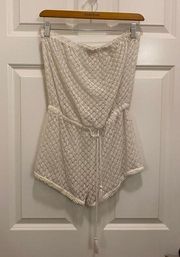 VS White Crochet Beach Coverup Romper Sz Small