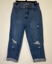 Universal Thread Vintage Straight Distressed Cuffed Crop Length Denim Jeans