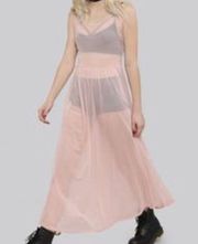 GYPSY WARRIOR pink sheer overlay dress size small