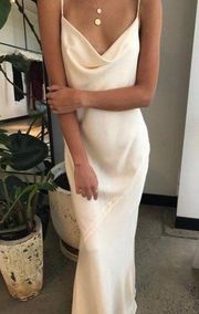 Shona Joy Lux Bias Cowl Neck Slip Dress Ivory White
