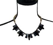 Chain bib/collar necklace with large gemstones