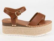 Cognac Espadrille Wedge Sandal